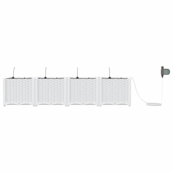 Градинска саксия 4 pcs Бял 160 x 40 x 37,5 см Пластмаса