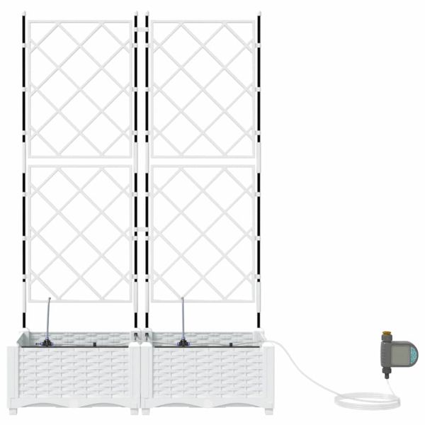 Градинска саксия 2 pcs Бял 80 x 40 x 126 см Пластмаса