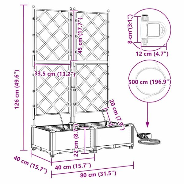 Градинска саксия 2 pcs Бял 80 x 40 x 126 см Пластмаса