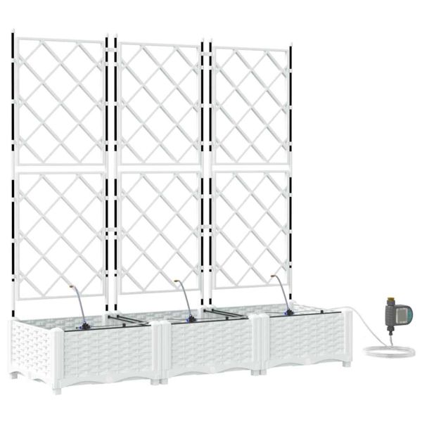 Градинска саксия 3 pcs Бял 120 x 40 x 126 см Пластмаса
