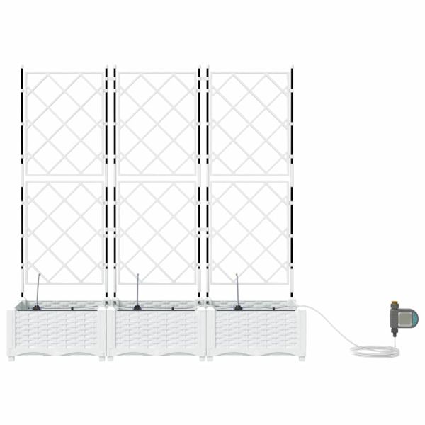 Градинска саксия 3 pcs Бял 120 x 40 x 126 см Пластмаса
