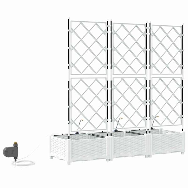 Градинска саксия 3 pcs Бял 120 x 40 x 126 см Пластмаса