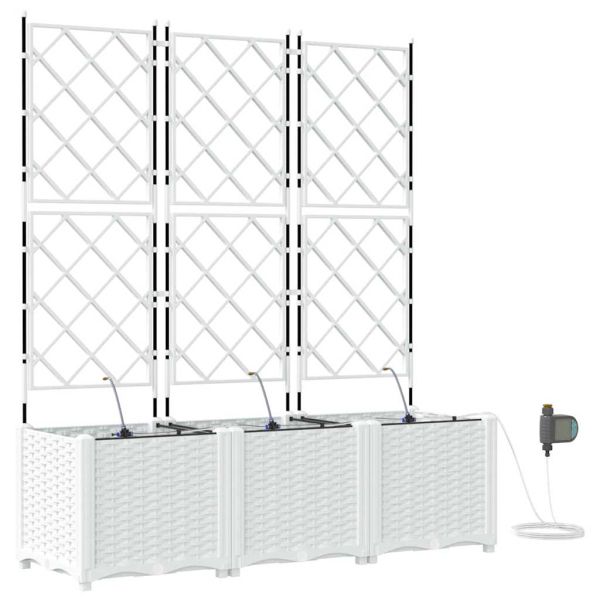 Градинска саксия 3 pcs Бял 120 x 40 x 142 cm Пластмаса