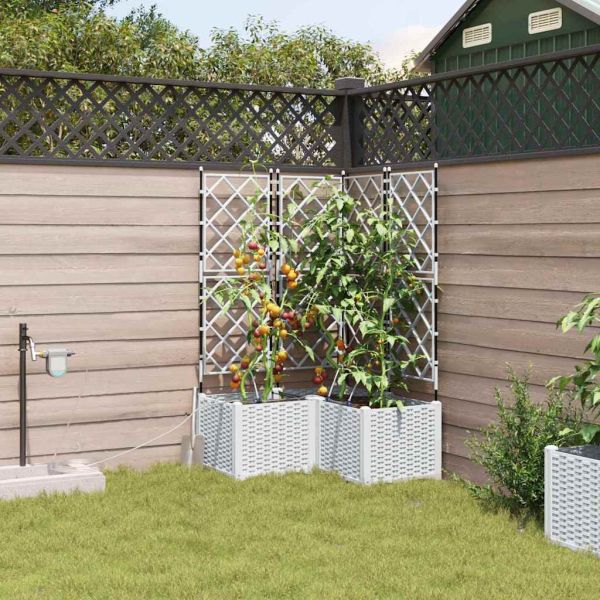 Градинска саксия 3 pcs Бял 80 x 80 x 142 см Пластмаса