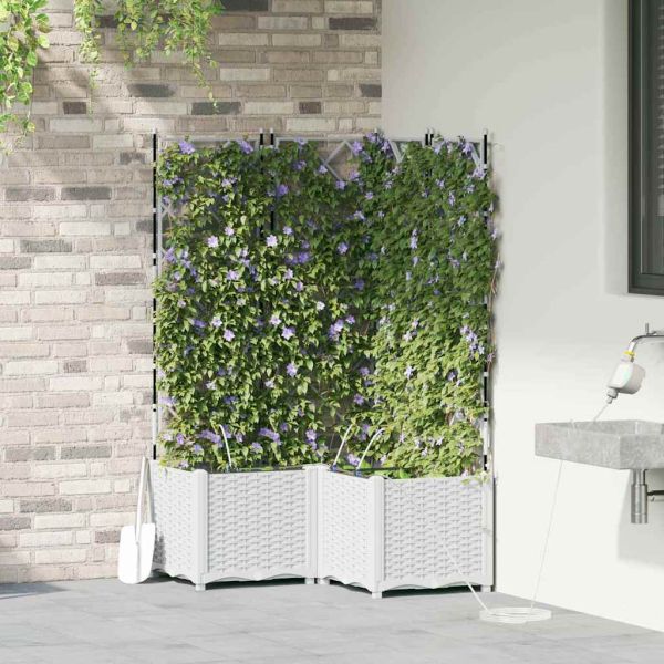 Градинска саксия 3 pcs Бял 80 x 80 x 142 см Пластмаса