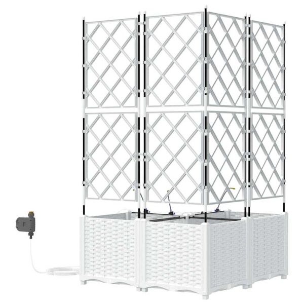 Градинска саксия 3 pcs Бял 80 x 80 x 142 см Пластмаса