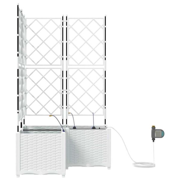 Градинска саксия 3 pcs Бял 80 x 80 x 142 см Пластмаса