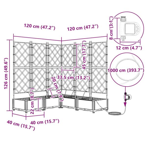 Градинска саксия 5 pcs Бял 120 x 120 x 126 см Пластмаса