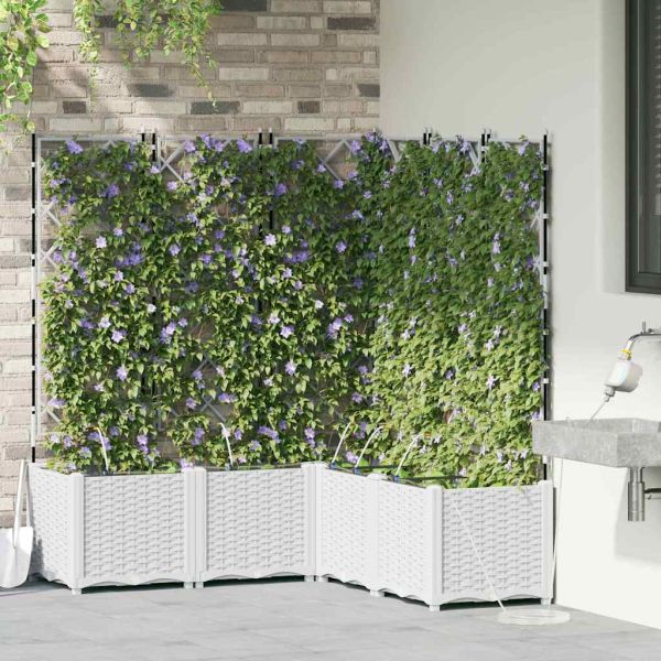Градинска саксия 5 pcs Бял 120 x 120 x 142 см Пластмаса