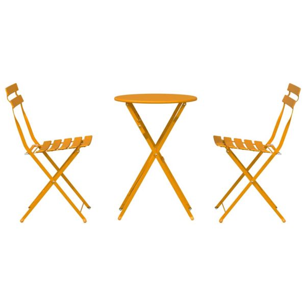Сгъваем комплект мебели за бистро 3 pcs Горчица Стомана