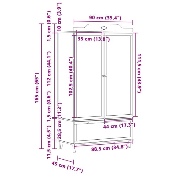 Дъска за записки Гардероб ROROS Сив и бял 90 x 45 x 165 см
