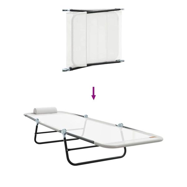 Сгъваем шезлонг Крем 182 x 55 x 85,5 см Textilene