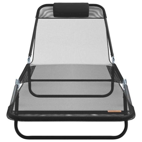 Сгъваем шезлонг 2 pcs Черно 182 x 55 x 85,5 см Textilene