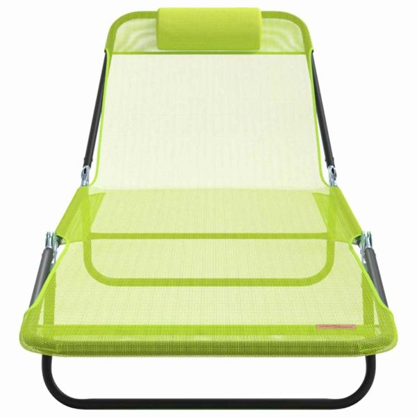 Сгъваем шезлонг 2 pcs Зелен 182 x 55 x 85,5 см Textilene