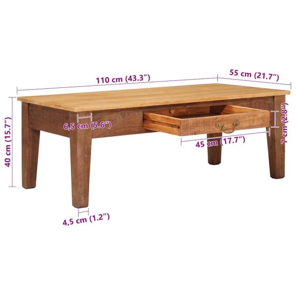 Масичка за кафе Кафяво 110 x 55 x 40 cm Солидно мангово дърво