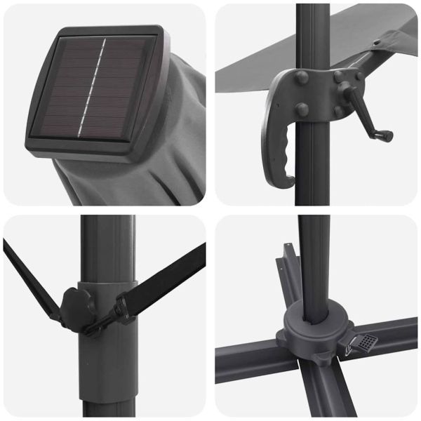 Плажен чадър Антрацит 351 x 250 x 253 см Полиестер и алуминий