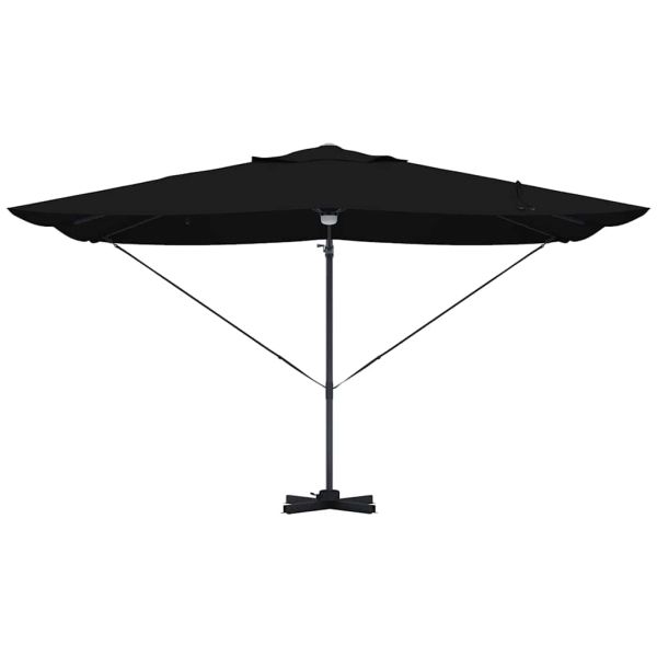 Плажен чадър Черно 351 x 250 x 253 см Полиестер и алуминий