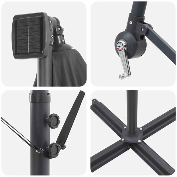 Плажен чадър Антрацит 294 x 294 x 248 см Полиестер и алуминий