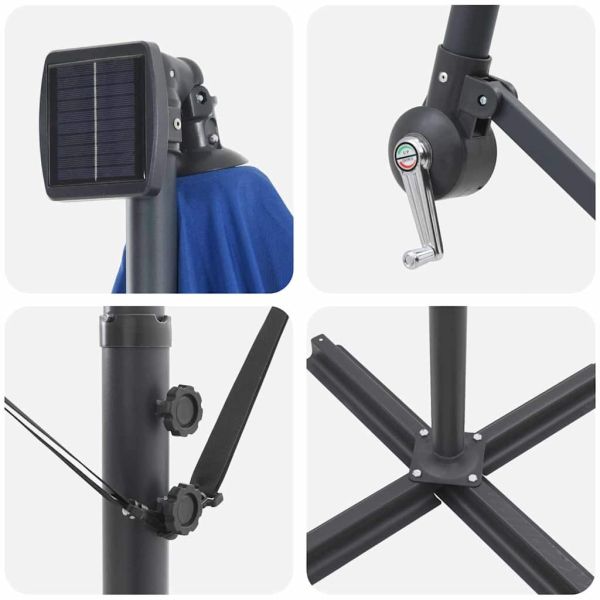 Плажен чадър Азурно син 294 x 294 x 248 см Полиестер и алуминий