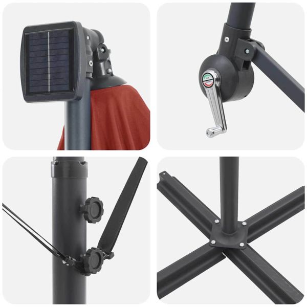 Плажен чадър Теракота 294 x 294 x 248 см Полиестер и алуминий