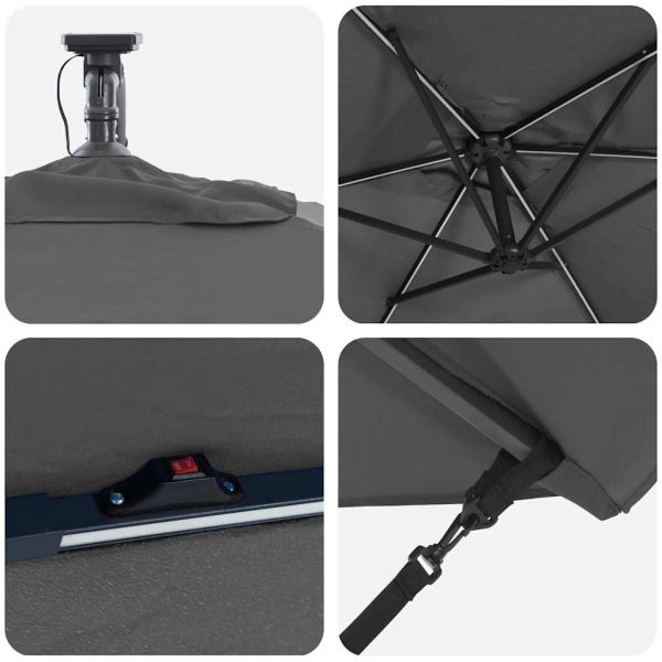 Плажен чадър Антрацит 294 x 200 x 270 см Полиестер и алуминий