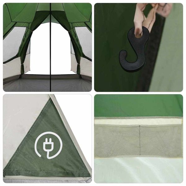 Тент тип Teepee за 5 души с покрив Зелен 545 x 450 x 295 см