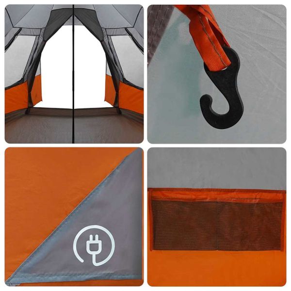 Тент тип Teepee за 5 души Сив и оранжев 545 x 450 x 295 см