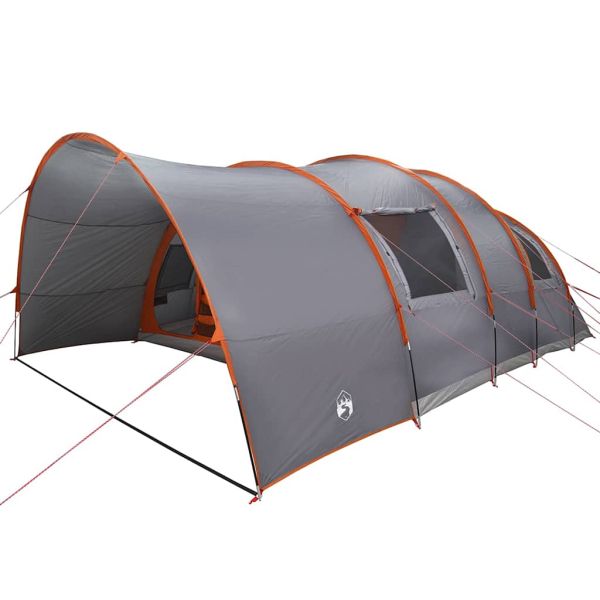 Тунелен палатка за 8 души Сив и оранжев 710 x 460 x 245 см