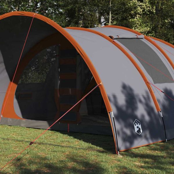 Тунелен палатка за 8 души Сив и оранжев 710 x 460 x 245 см