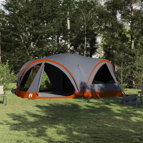 Семейна палатка за 10 души Сив и оранжев 460 x 430 x 214 см