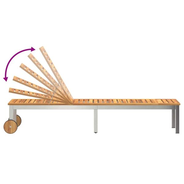Шезлонг Натурален маслен Солидно акациево дърво