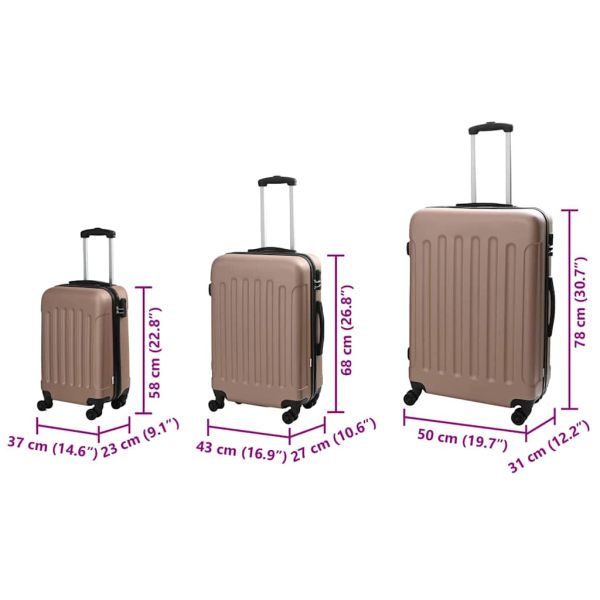 Куфар 3 pcs Розово злато 50 x 31 x 78 см ABS пластмаса