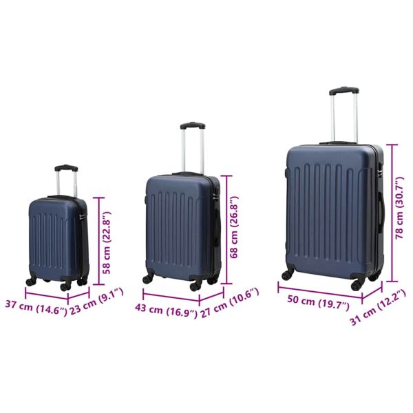 Куфар 3 pcs Тъмен син 50 x 31 x 78 см ABS пластмаса