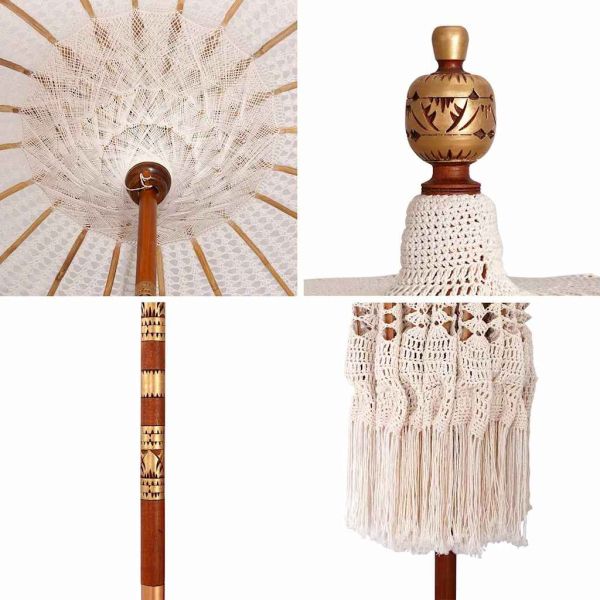 Макараме чадър Крем 190 x 190 x 260 см