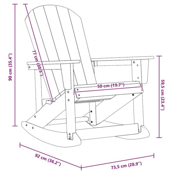 Люлеещ се стол Adirondack Черно 92 x 73,5 x 92 см HDPE