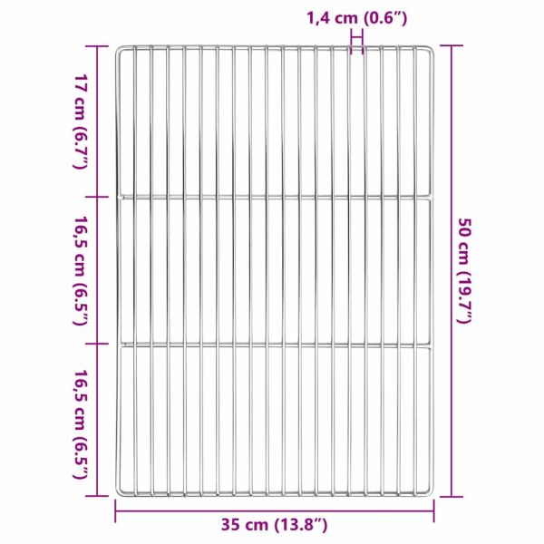 Решетка за грил Сребрист 50 x 35 cm Неръждаема стомана