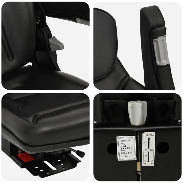 Тракторна седалка с окачване Черно 60 x 58 x 72 см