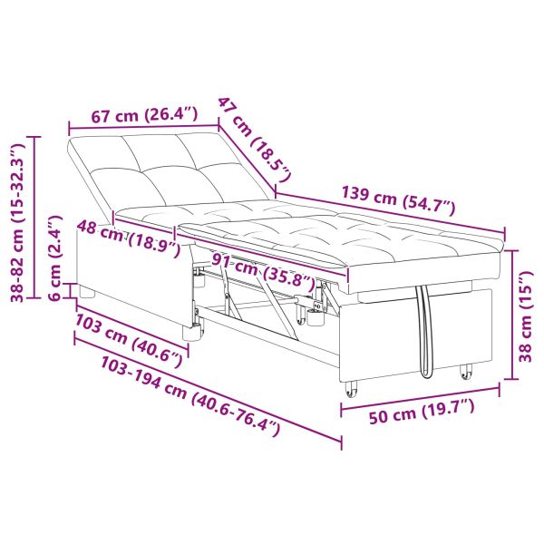 Диван легло Тюркоаз 194 x 67 x 82 см Кадифе