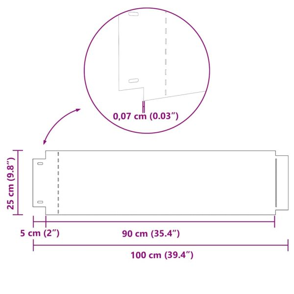 Ограничители за тревни площи 5 pcs Сребрист 100 x 25 x 0,07 см