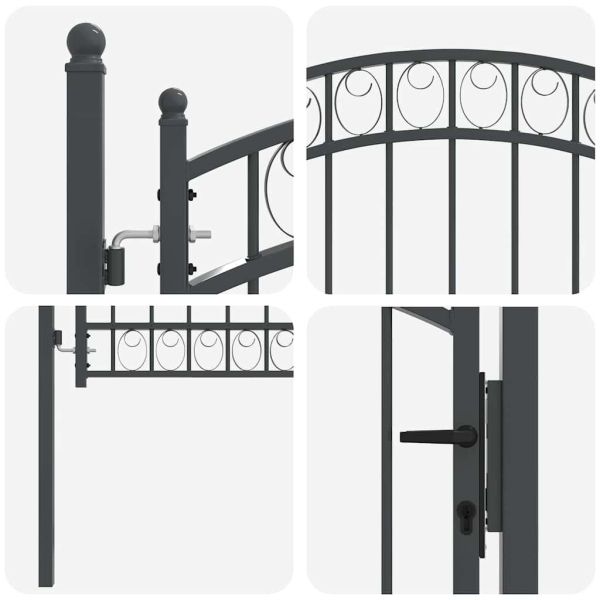 Врата за ограда EMMEN 100 x 100 cm Прахово покритие стомана Сив