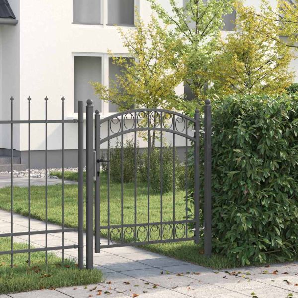 Врата за ограда EMMEN 125 x 100 см Прахово покритие стомана Сив