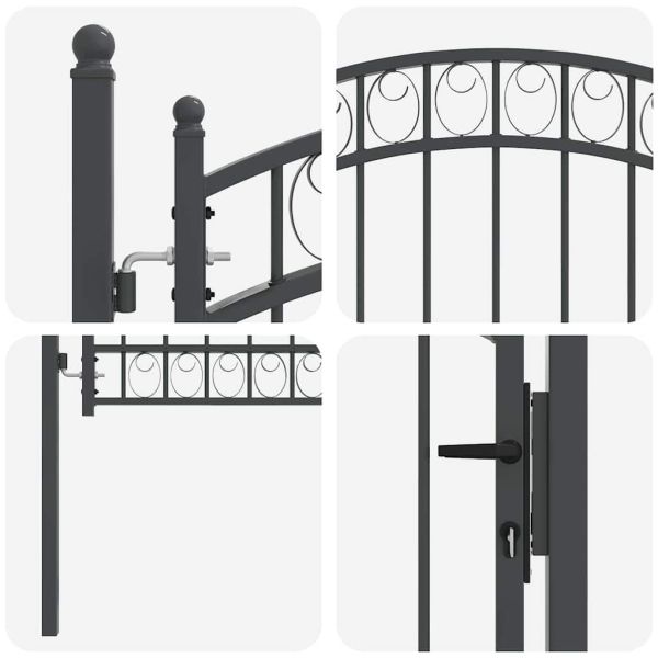 Врата за ограда EMMEN 150 x 100 cm Прахово покритие стомана Сив