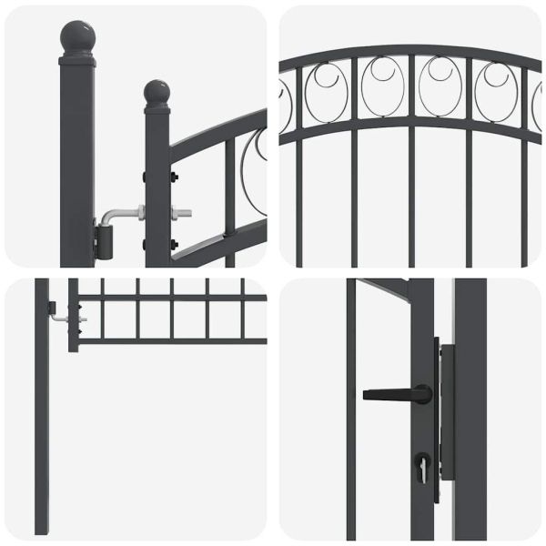 Врата за ограда EMMEN 200 x 100 cm Прахово покритие стомана Сив
