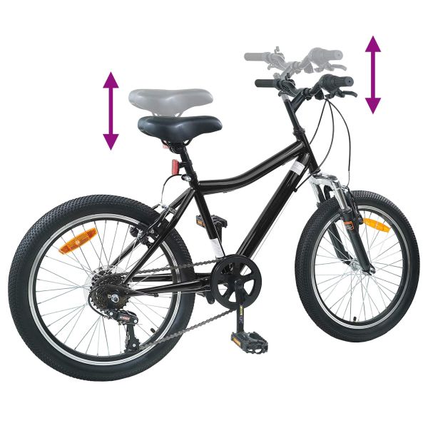 Детски Велосипед 20 инча 6-Speed за 6–11 години Черно
