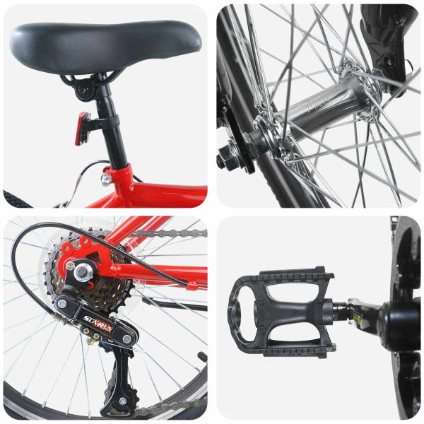 Детски Велосипед 20 инча 6-Speed за 6–11 години Червено