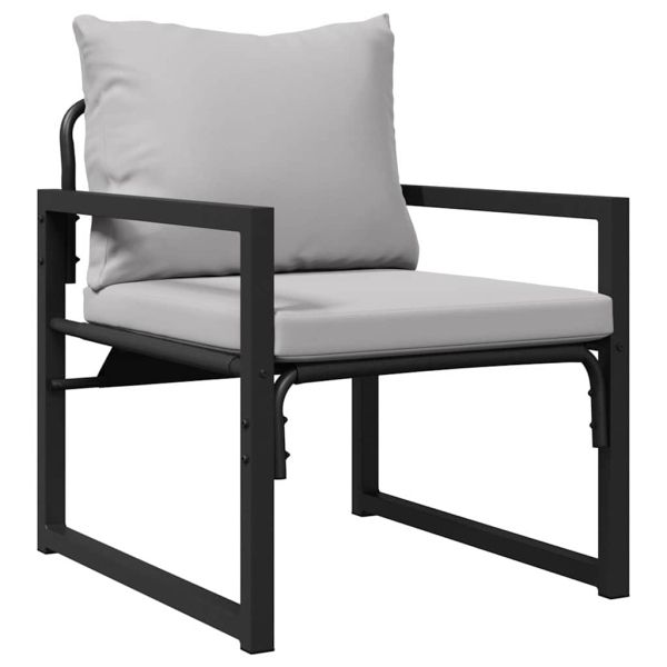 Градинска мебел с възглавница 4 pcs Светлосиво Полиестер