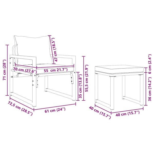 Градинска мебел с възглавница 4 pcs Светлосиво Полиестер