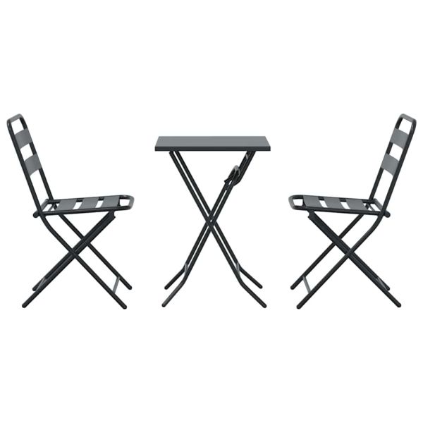 Градински бистро комплект 3 pcs Антрацит Стомана