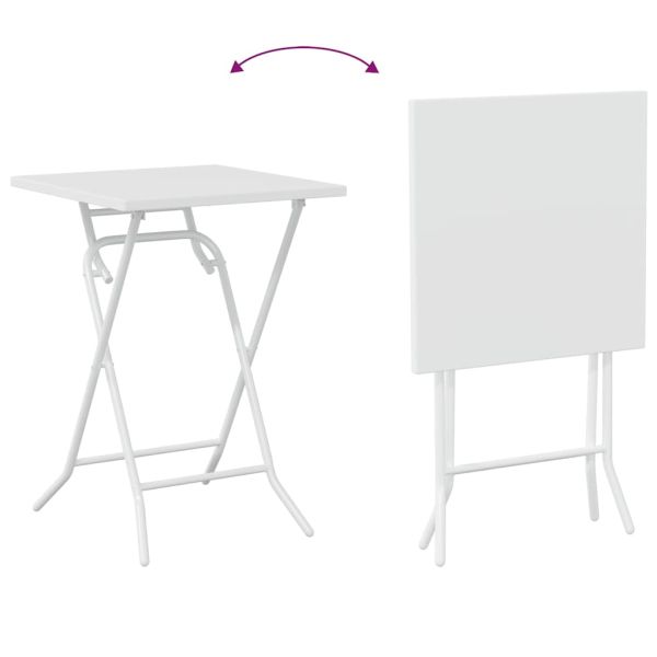 Градински бистро комплект 3 pcs Бяло Стомана