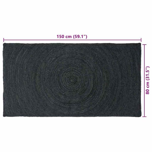 Килими за помещение Правоъгълна Тъмносиво 80 x 150 cm юта